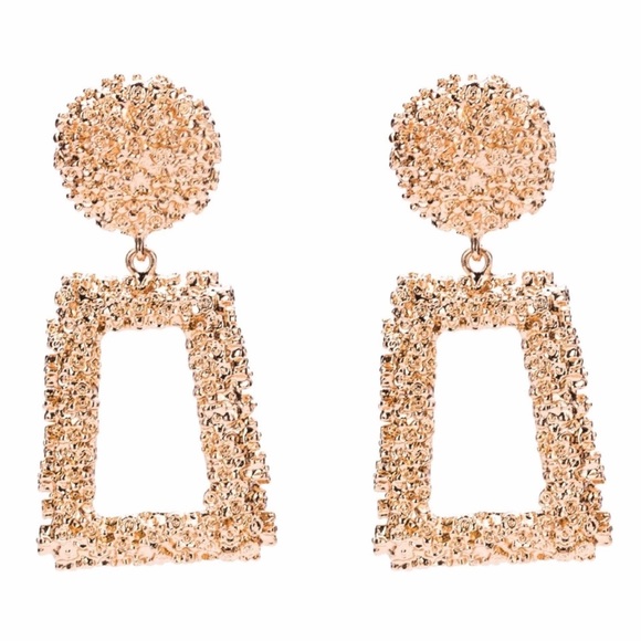 Gold Geometric Sparkle Earrings - Picture 2 of 3